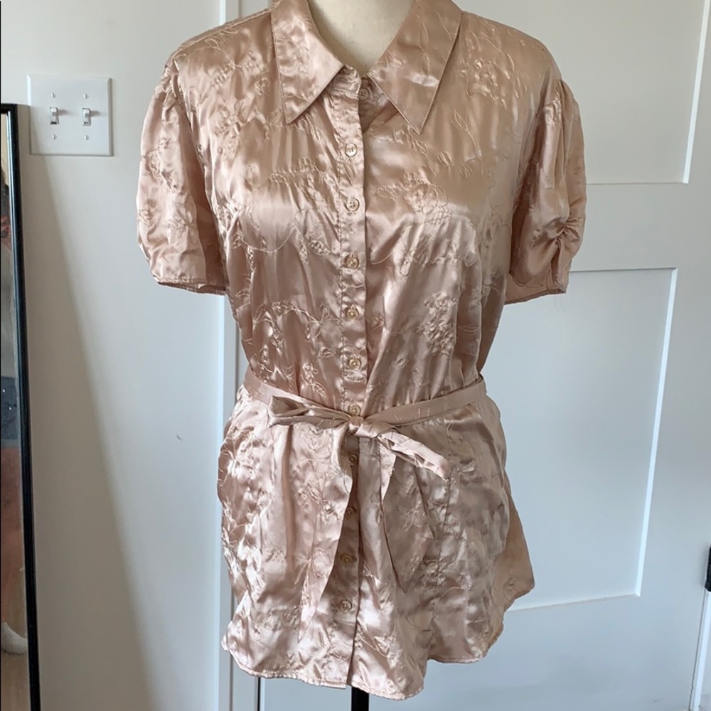Tan silk style blouse